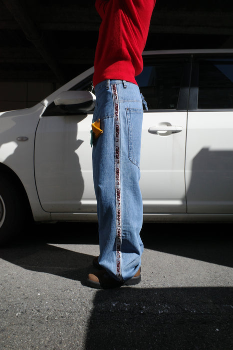 90s FUBU gimmick denim with leather goods