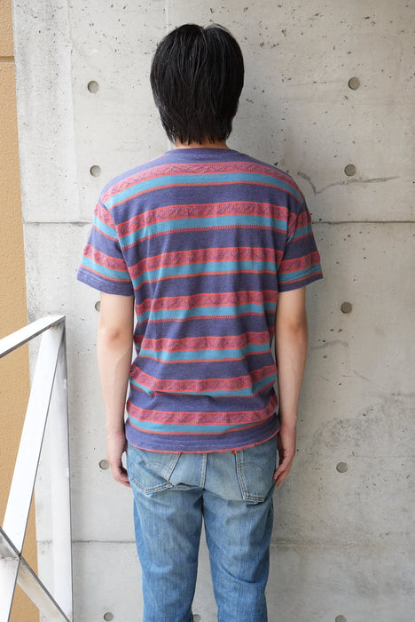80s STUSSY jacquard border tee