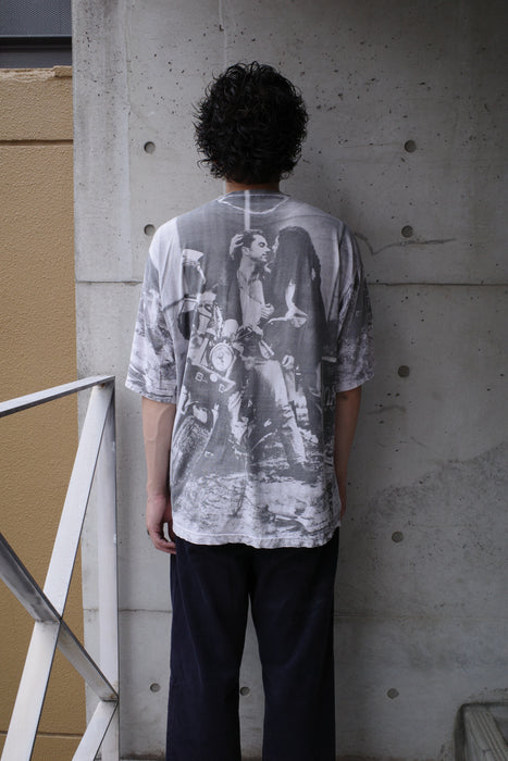 biker photo allover pattern tee