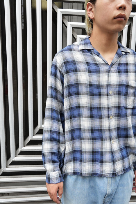 60s unknown check rayon shirt