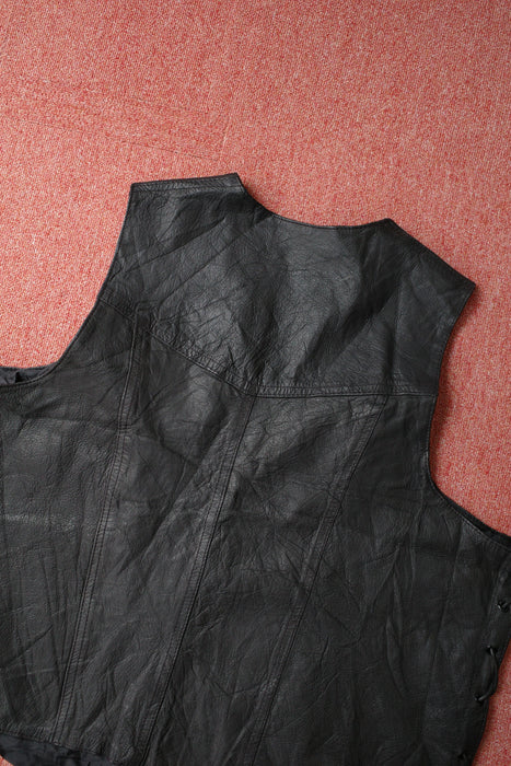 90s lace-up leather vest