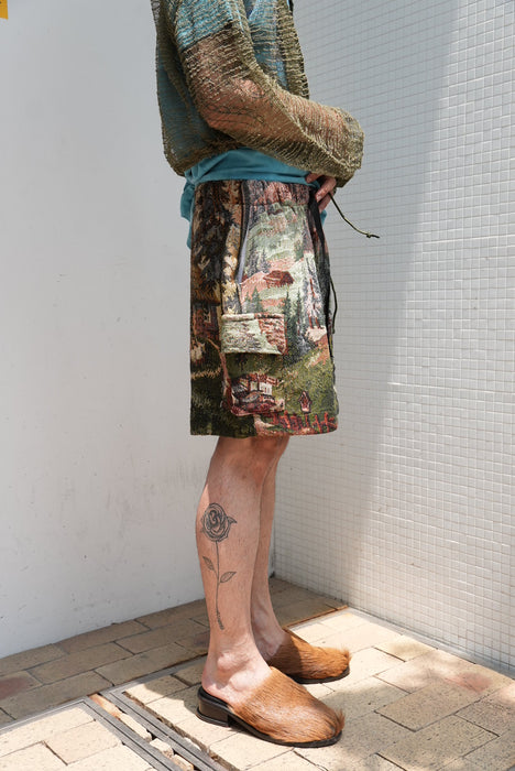 remake jaquard cargo shorts