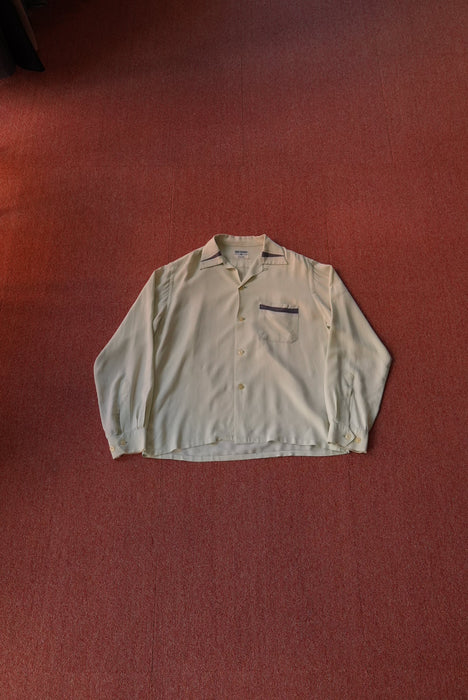 60s DAILY DOUBLE hand stitch 2tone rayon shirt