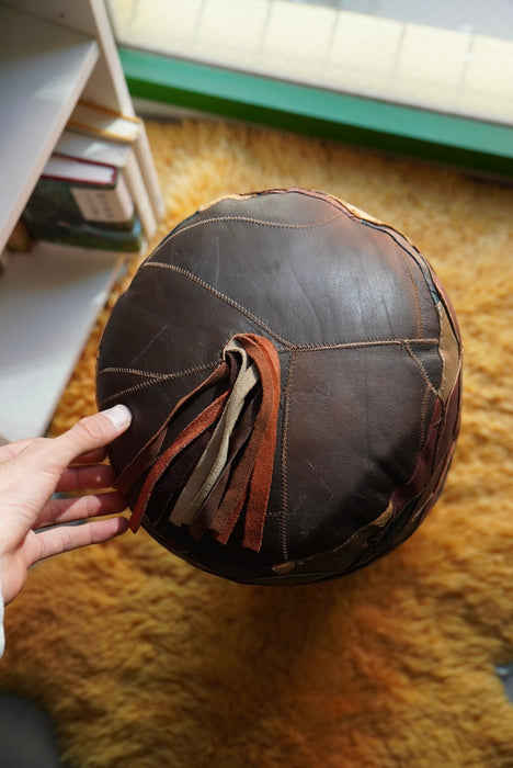 70s patchwork leather cushion