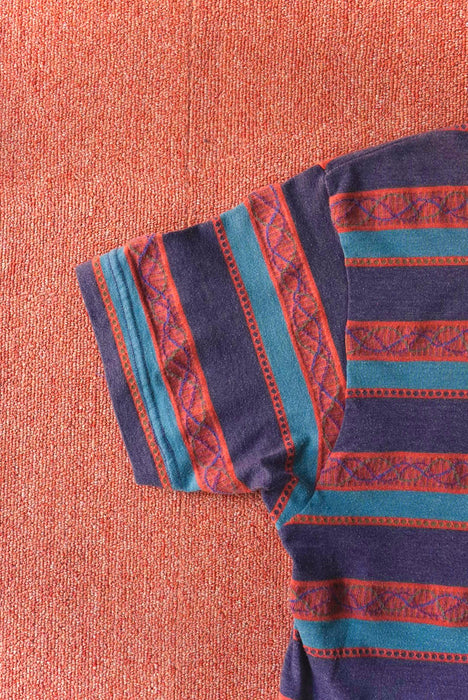 80s STUSSY jacquard border tee