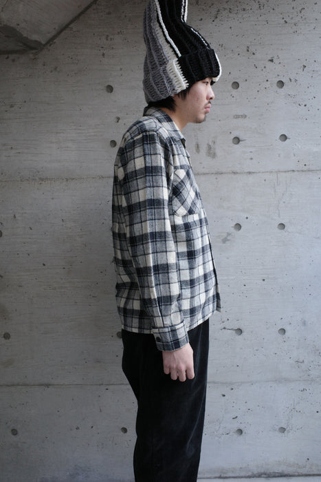 60s wool check shirt