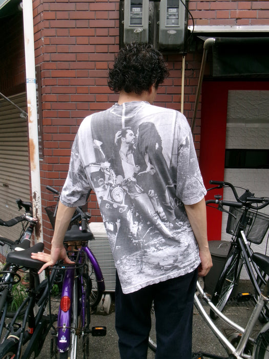 biker photo allover pattern tee