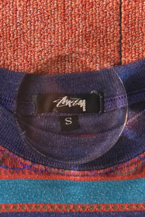 80s STUSSY jacquard border tee