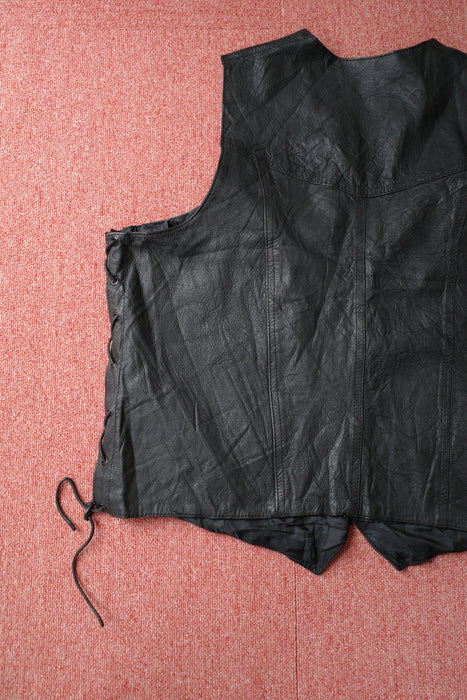 90s lace-up leather vest