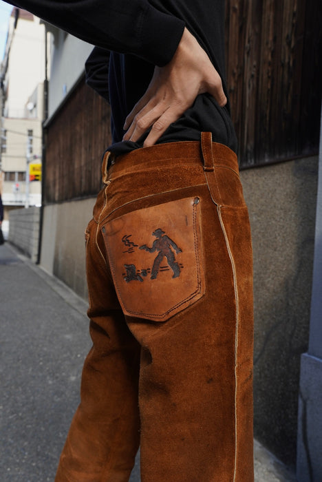 60s handmade western leather pants