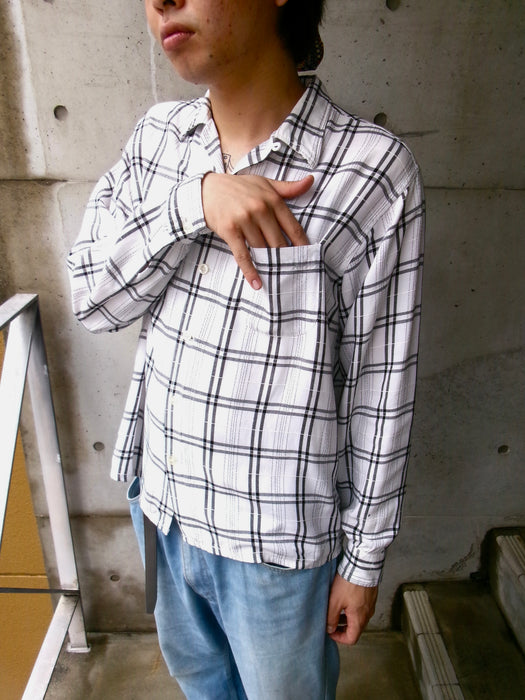 60s Manhattan check rayon shirt