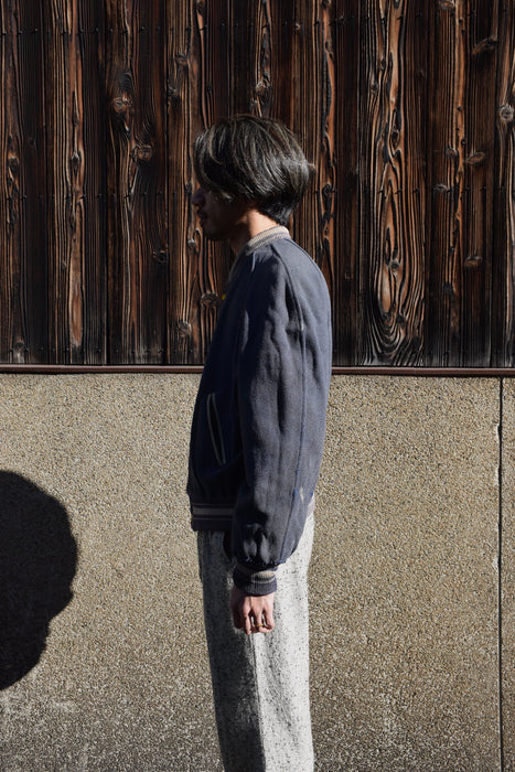 60s satin×wool reversible jacket