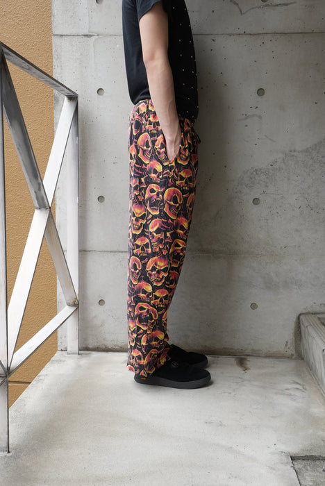 TATTOO ROUNGE fire skull pajama pants