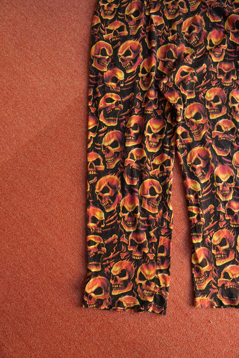 TATTOO ROUNGE fire skull pajama pants