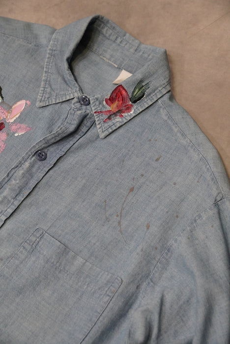 70s hand painted chambray