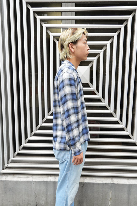 60s unknown check rayon shirt