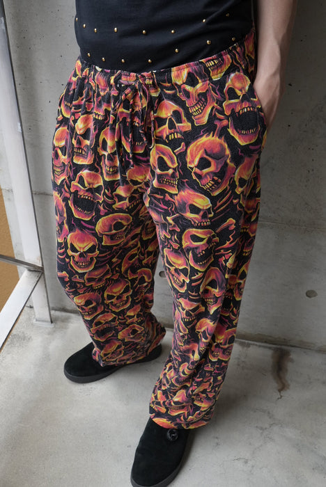 TATTOO ROUNGE fire skull pajama pants