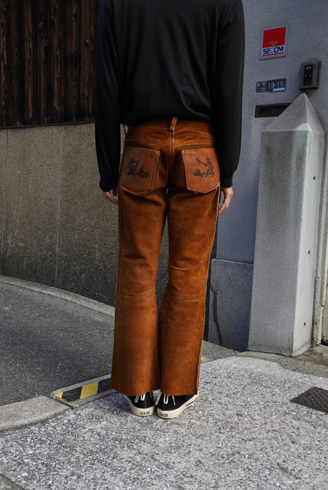 60s handmade western leather pants