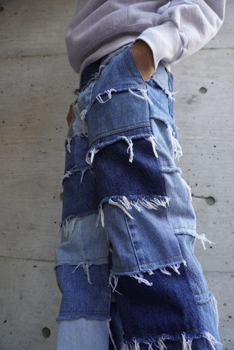 remake patchwork denim pants