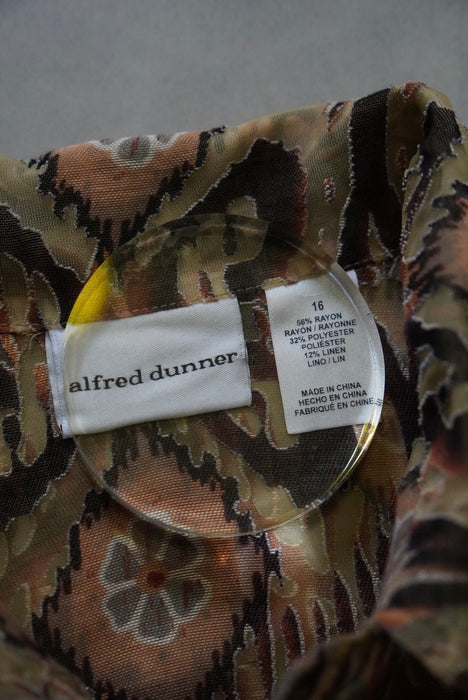 00s alfred dunner all over pattern sheer shirt