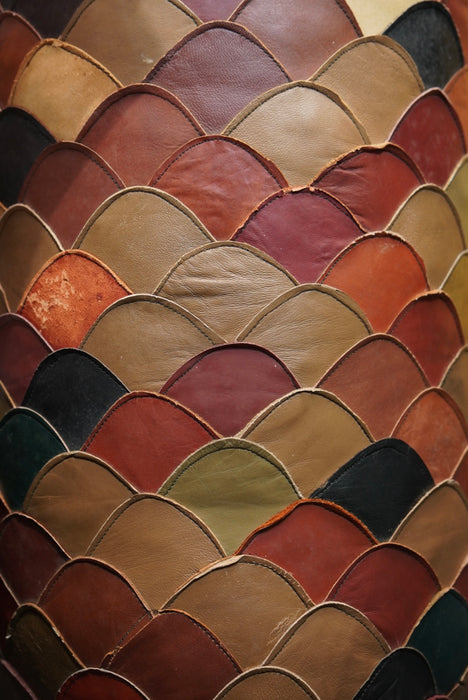 70s patchwork leather cushion