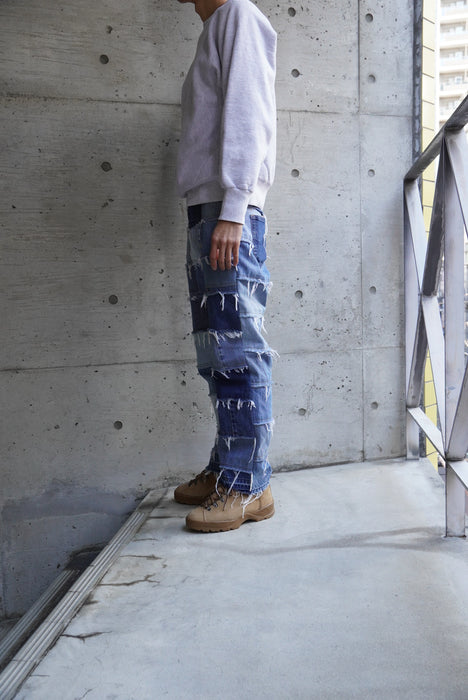 remake patchwork denim pants