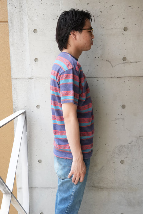 80s STUSSY jacquard border tee