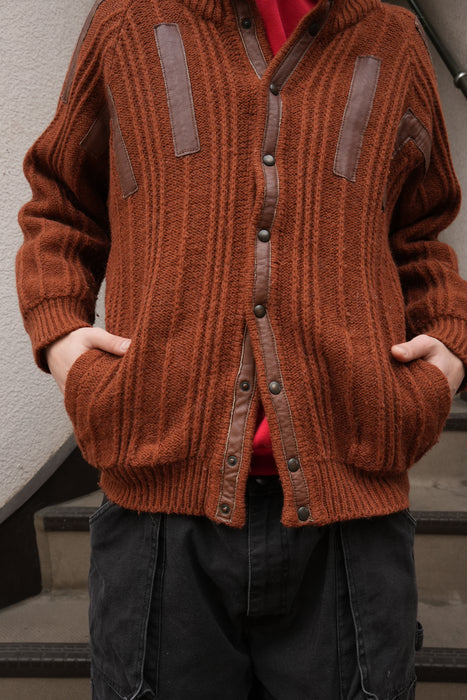 80s Maglieria leather×Knit blouson