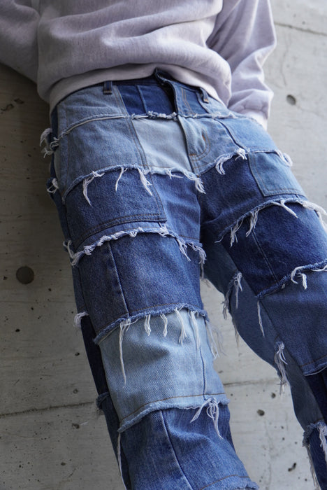 remake patchwork denim pants