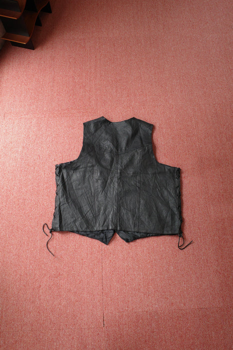 90s lace-up leather vest