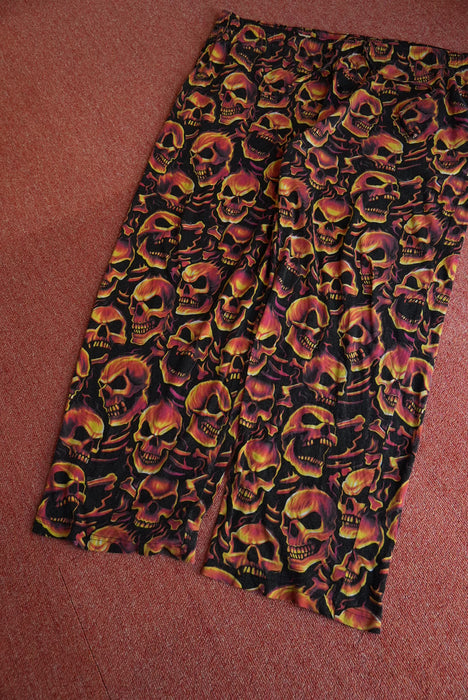 TATTOO ROUNGE fire skull pajama pants