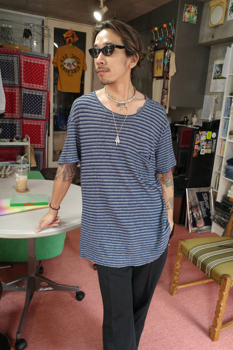90s Ralph Lauren linen×cotton border tee