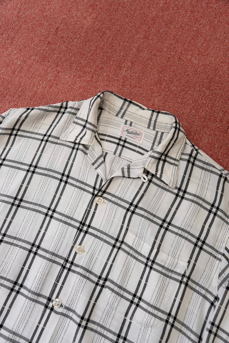60s Manhattan check rayon shirt