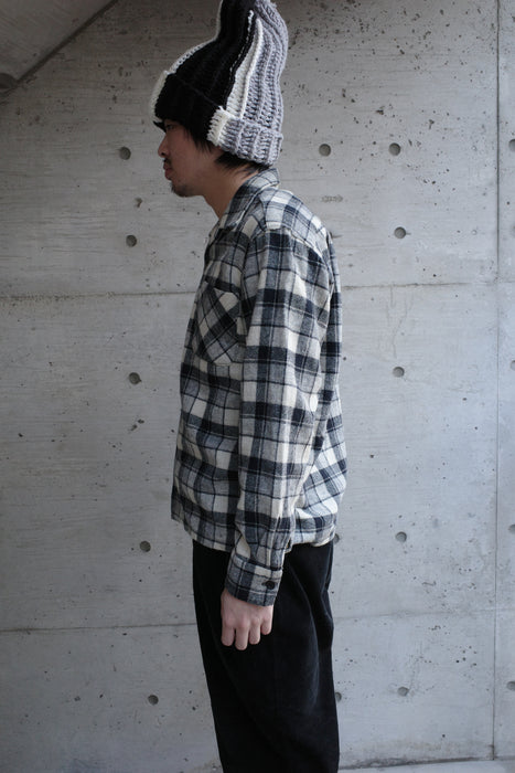 60s wool check shirt