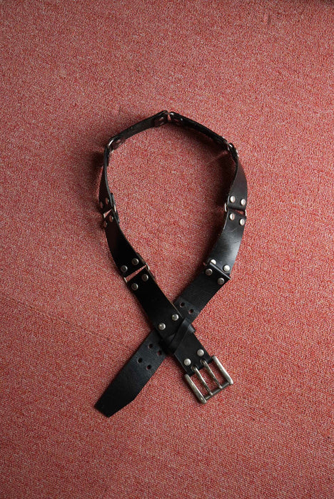 leather studs ring belt