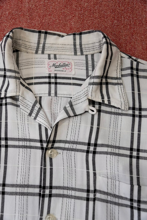 60s Manhattan check rayon shirt