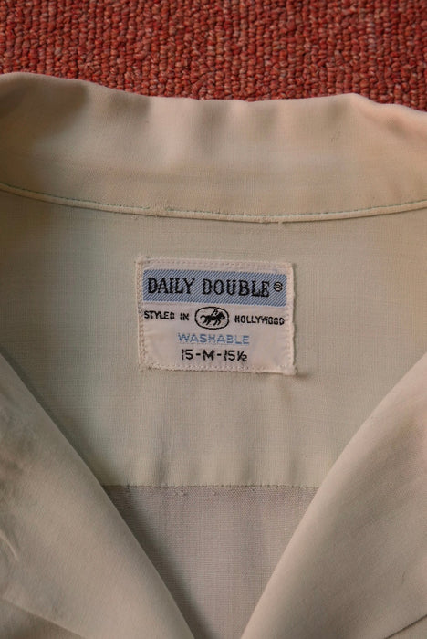 60s DAILY DOUBLE hand stitch 2tone rayon shirt