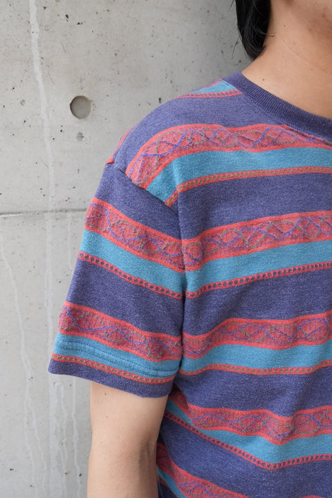 80s STUSSY jacquard border tee