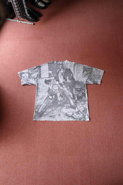 biker photo allover pattern tee