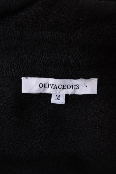OLIVACEOUS deformation rayon×linen shirt
