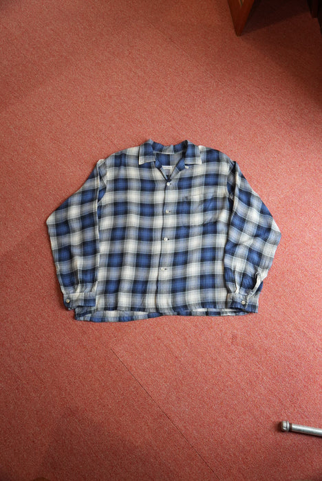60s unknown check rayon shirt