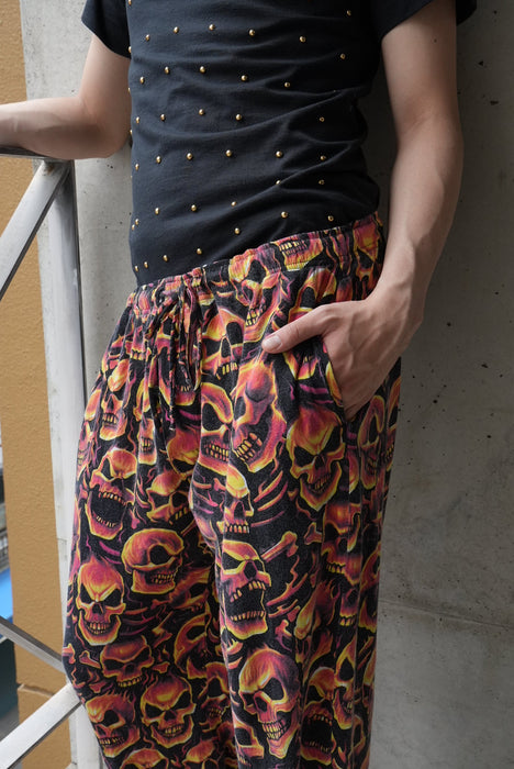 TATTOO ROUNGE fire skull pajama pants
