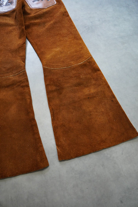 60s handmade western leather pants