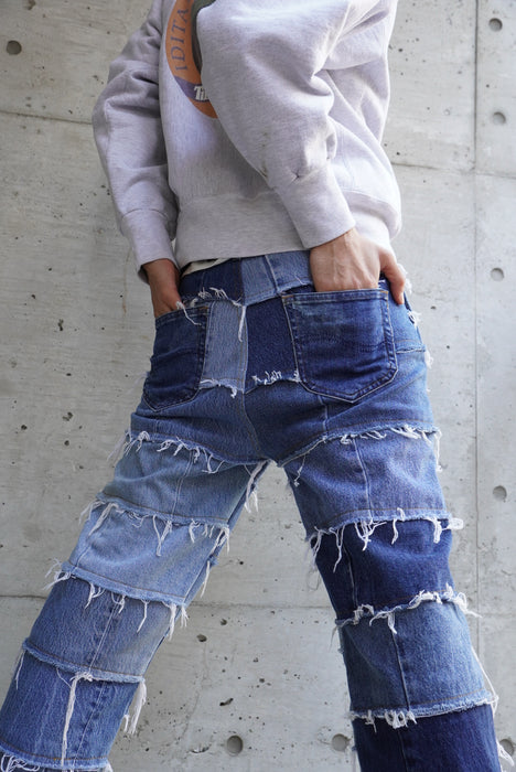 remake patchwork denim pants