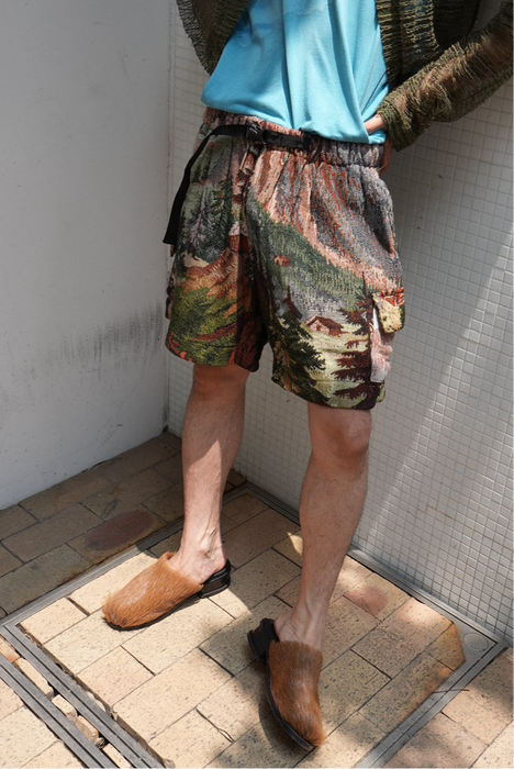 remake jaquard cargo shorts