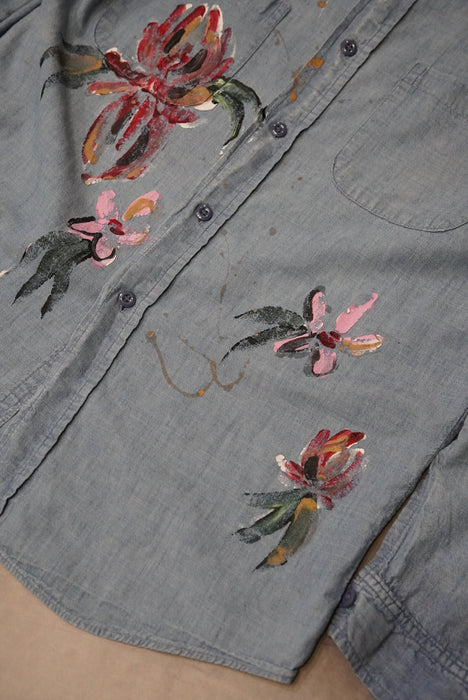 70s hand painted chambray