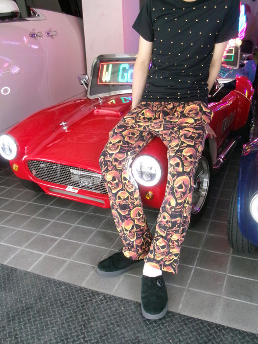 TATTOO ROUNGE fire skull pajama pants