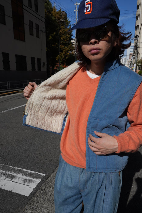 80s denim boa vest