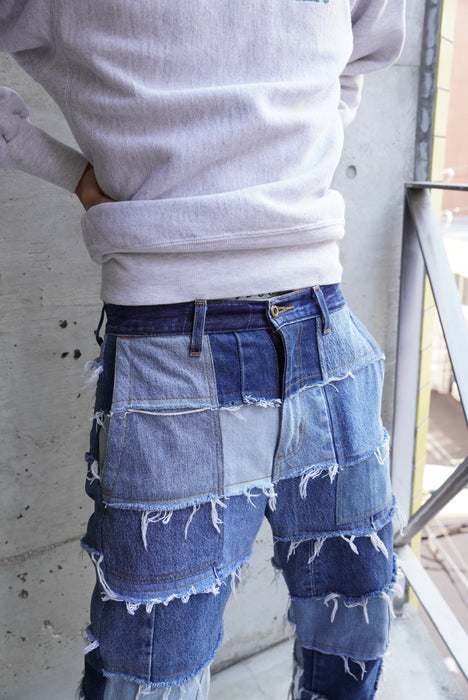 remake patchwork denim pants