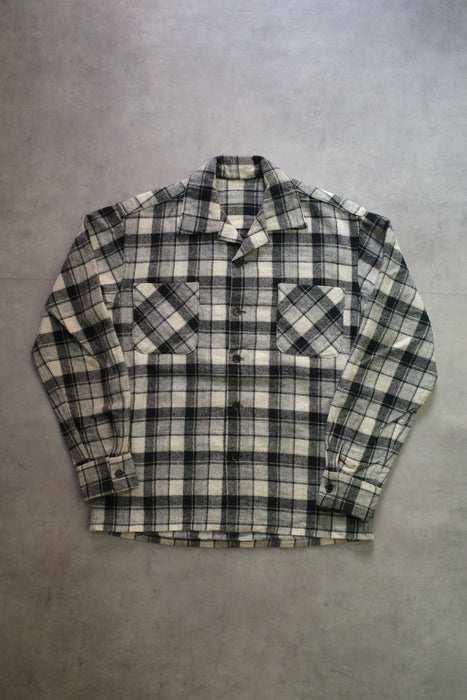 60s wool check shirt